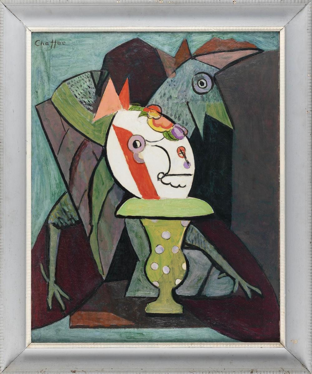 Oliver Newberry Chaffee comparable auction result: oliver newberry chaffee massachusetts 1881 1944 easter egg oil on canvas 36 x 28 framed