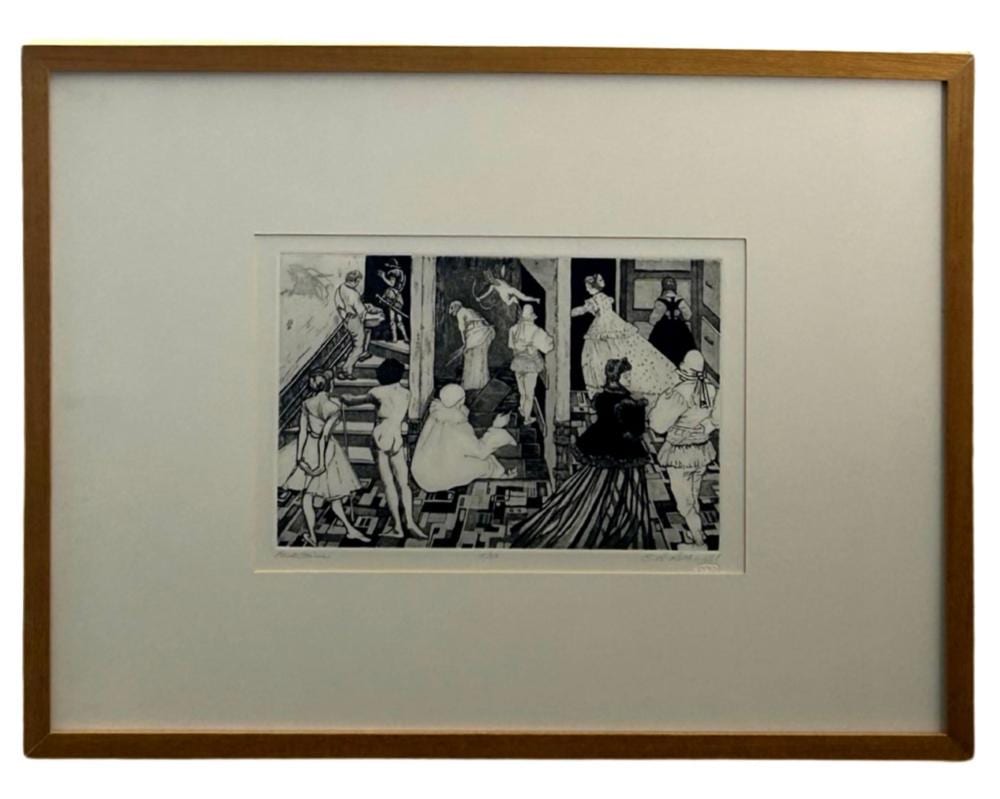 Elaine Rothwell comparable auction result: signed elaine rothwell back stairs etching