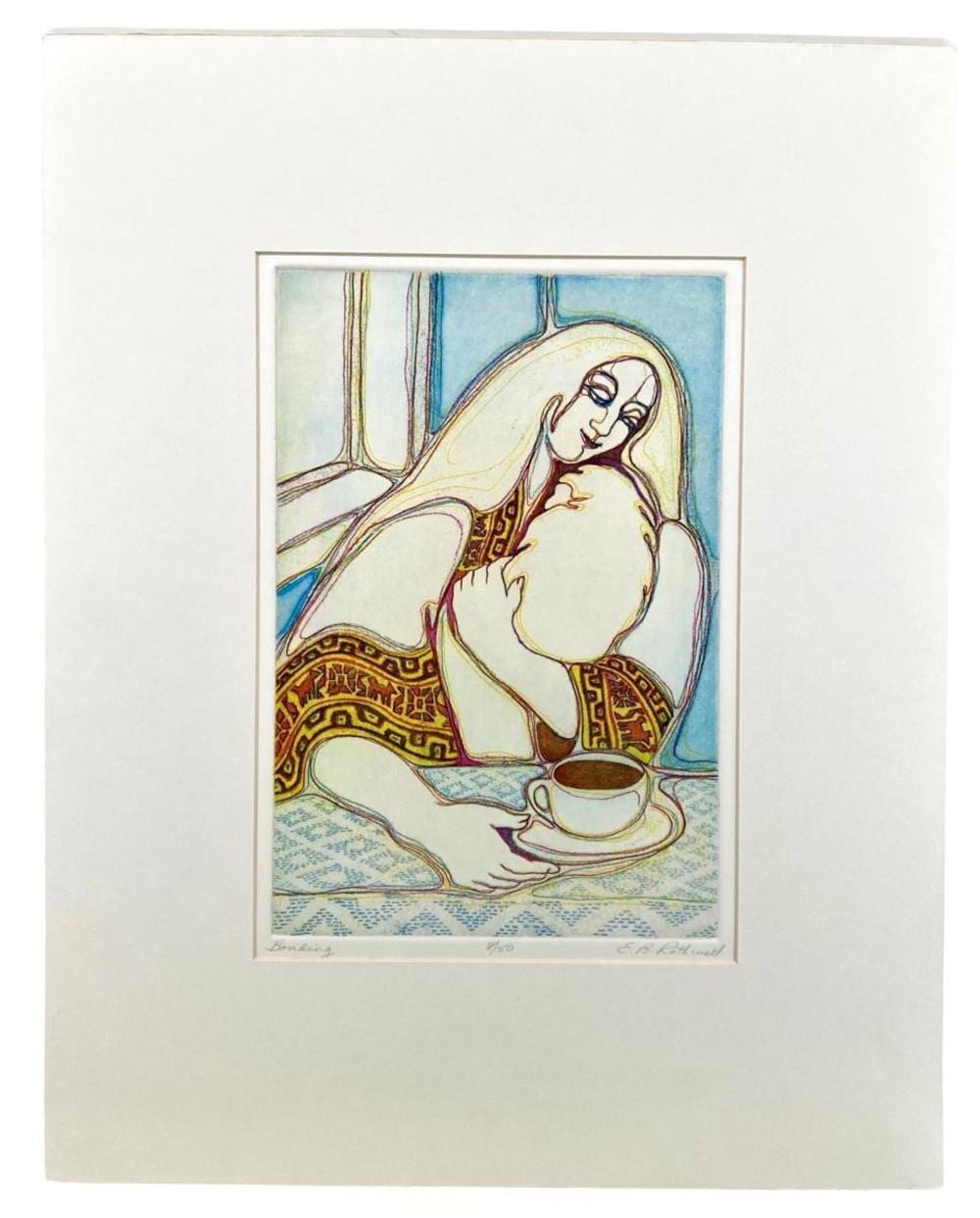 Elaine Rothwell comparable auction result: signed e b rothwell bonding etching 8 50