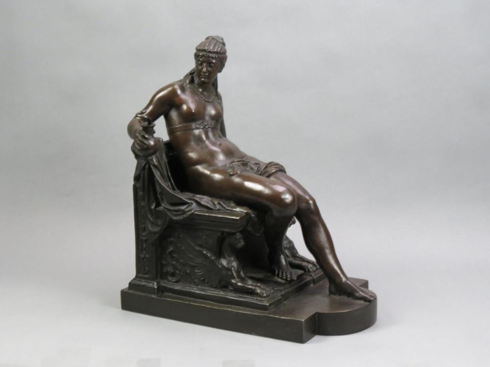 Wilhelm Volz comparable auction result: wilhelm volz bronzed cleopatra on throne