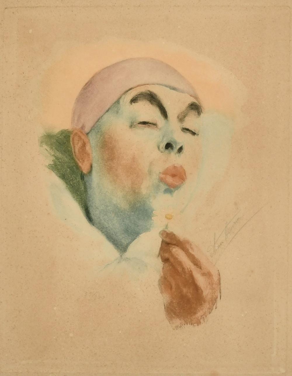 Armand Henrion comparable auction result: armand henrion 1875 1958 a pair of scenes of pierrot one smoking a cigarette and the other holding a flowe