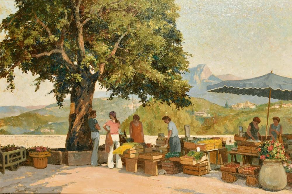 Eric Bruce McKay comparable auction result: eric bruce mckay 1907 1989 figures in a marketplace in the south of france oil on canvas signed 24 x 36