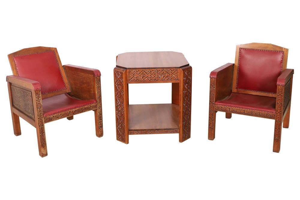 Melchiorre Melis comparable auction result: melchiorre melis carved chairs and table