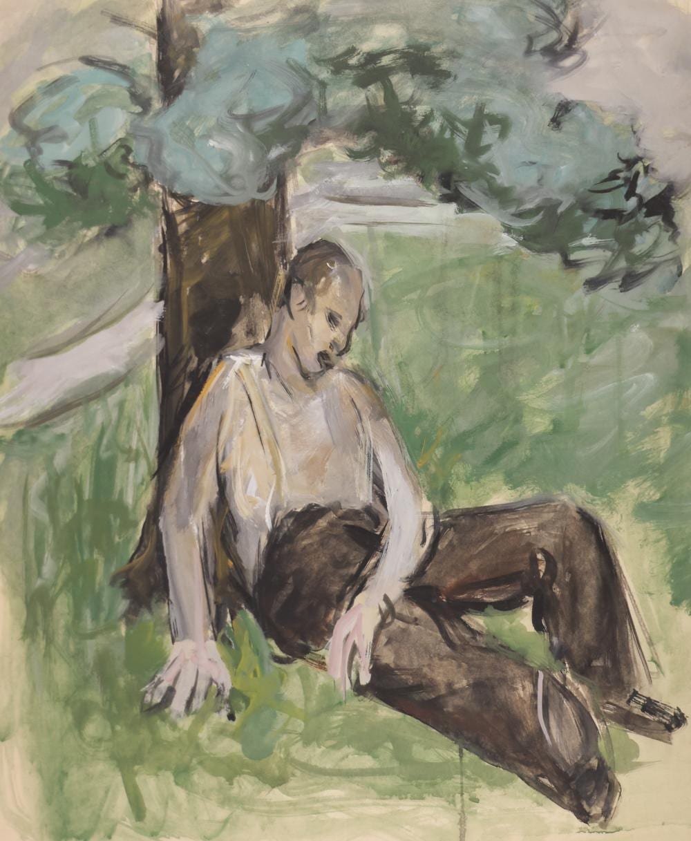 Arthur Runquist comparable auction result: arthur runquist napping under a tree gouache