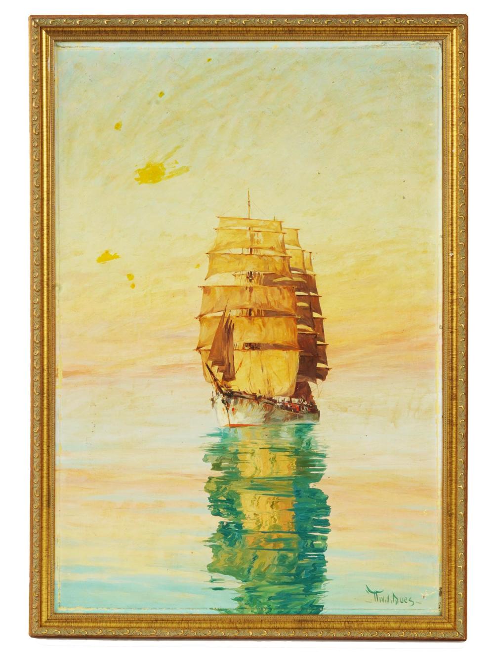 Willem van der Does comparable auction result: dutch seascape oil painting by willem van der does