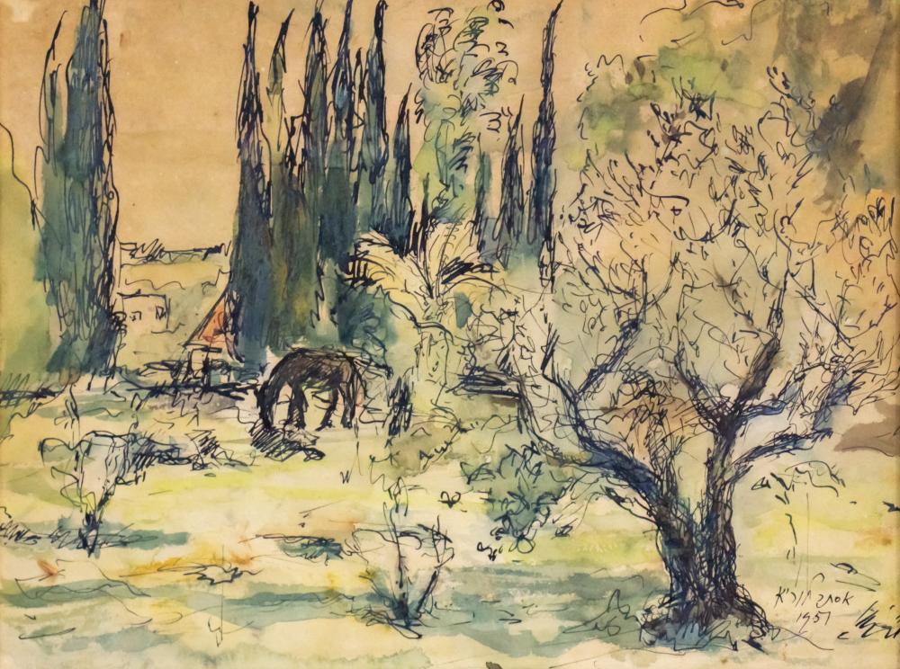 Esther Lurie comparable auction result: esther lurie 1913 1998 landscape ink and watercolor on paper 1957
