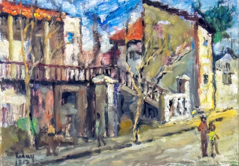 Jehuda Rodan comparable auction result: jehuda rodan 1916 1985 figures in the street oil on canvas