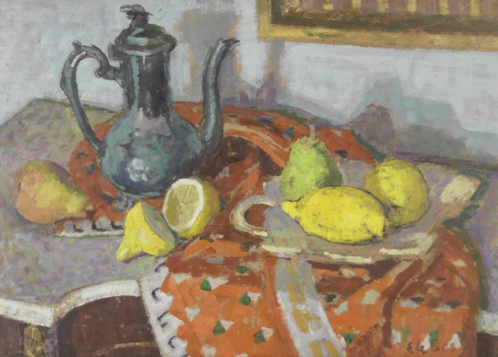 Edward Le Bas comparable auction result: edward le bas british 1904 1966 still life with lemons pears and coffee pot