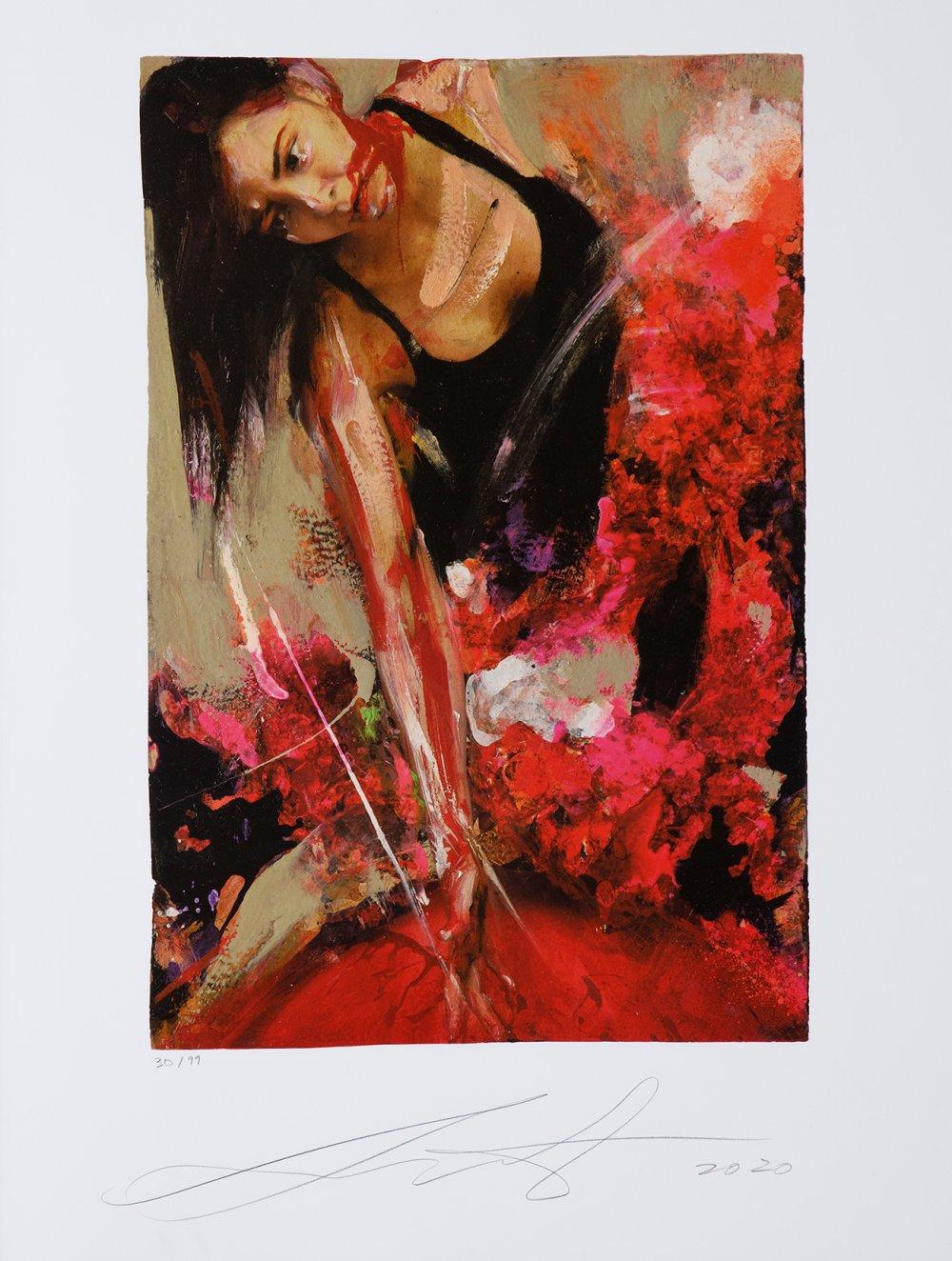 LITA CABELLUT (Sariñena, Huesca, 1961). "Beyond your pain", 2020. Lithograph on Conqueror Antique Diamante paper, issue 30/99. From a mixed media on paper made in 2018 by the artist. Signed, dated and justified by hand. sold by Setdart Auction House, lot 105 — auction record photograph