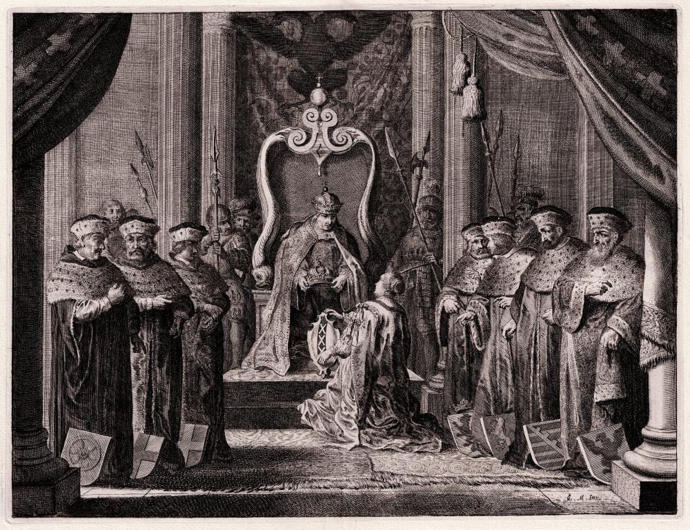Pieter Nolpe comparable auction result: pieter nolpe emperor maximilian ii crowning the coat of arms of amsterdam
