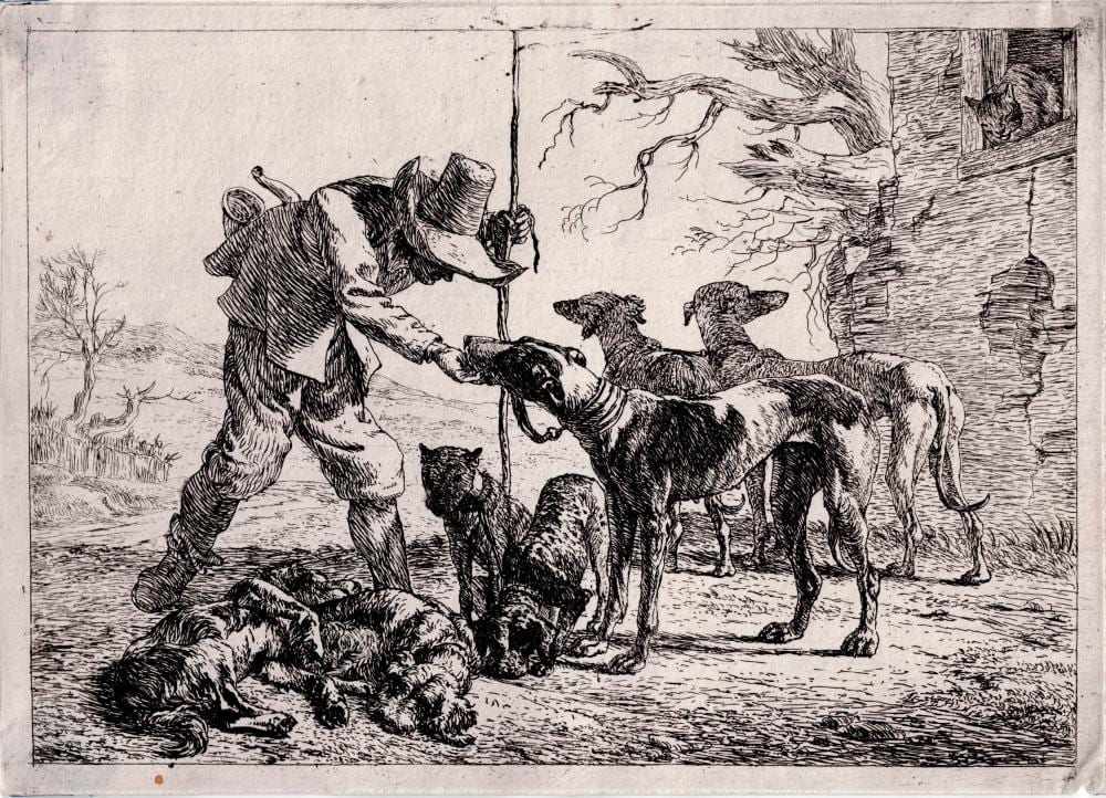 Pieter Van Laer comparable auction result: pieter van laer a hunter with his hounds 1636