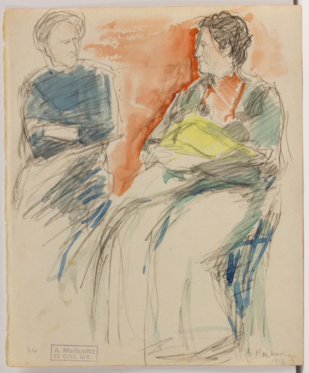 Arthur Markowicz comparable auction result: arthur markowicz 1872 1934 dwie kobiety z dzieckiem two women with a baby 1913