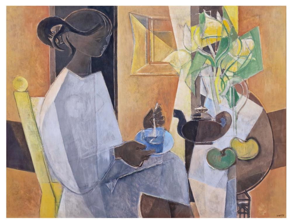 Georges Dayez comparable auction result: georges dayez 1907 1991 portrait d anne la tasse de th 1972