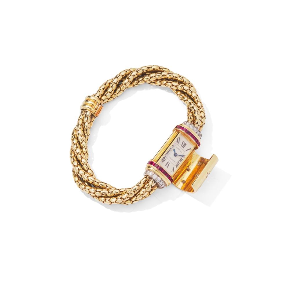 Cartier. A mid 20th century gem-set cocktail watch, circa 1940 sold by Lyon & Turnbull, lot 47 — auction record photograph