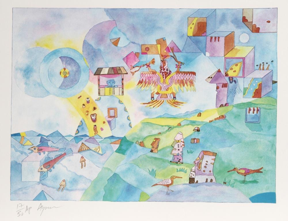 Aymon de Roussy de Sales comparable auction result: aymon de roussy de sales easter island i screenprint