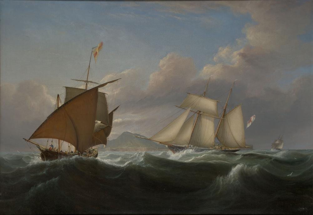 John Lynn comparable auction result: john lynn british 1826 1869 lord belfast s yacht emily in the mediterranean