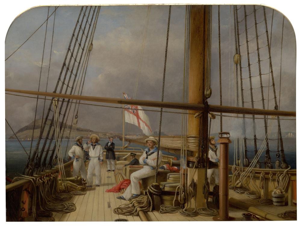 Nicholas Condy comparable auction result: nicholas condy british 1793 1857 the r y s cutter yacht ganymede with the owner j h w pigott smyth pigott esq on deck