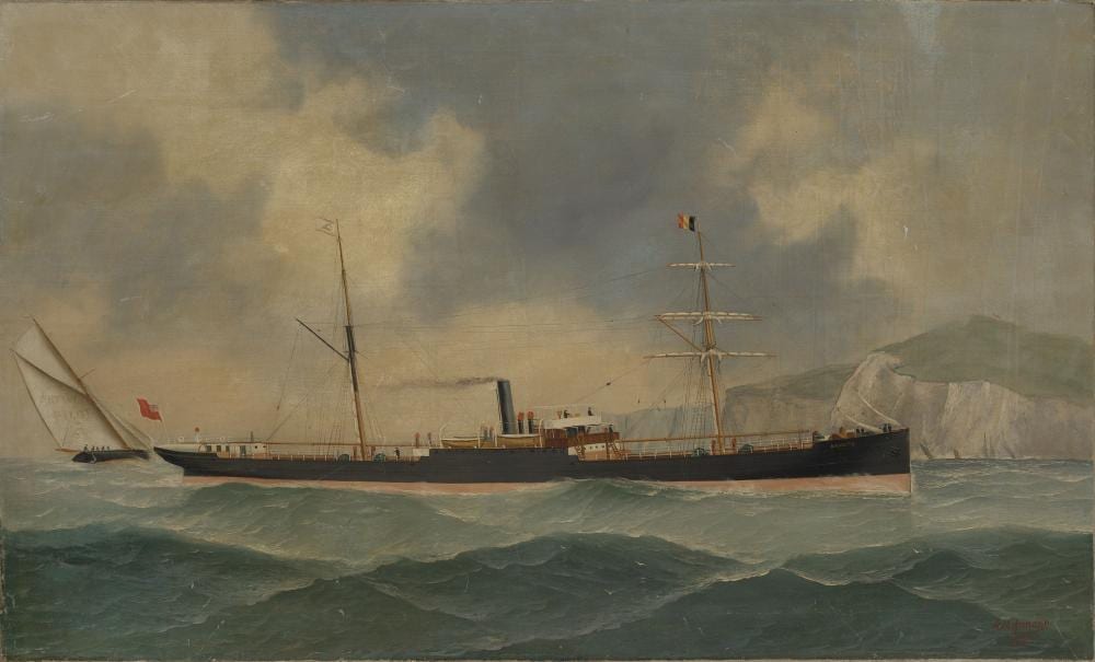 John Henry Mohrmann comparable auction result: john henry mohrmann belgian 1857 1916 the r macandrew co passenger cargo ship ariosto off the downs of dover