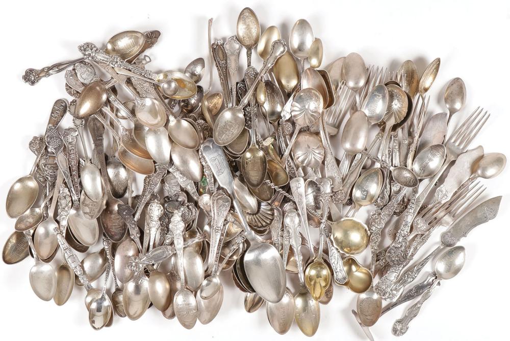STERLING SILVER SOUVENIR SPOONS & MORE sold by Jackson's International, lot 678 — auction record photograph