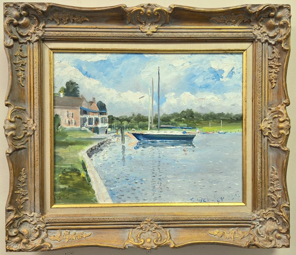 Stokely Webster comparable auction result: stokely webster 16x20 sailboat at flagler beach w book