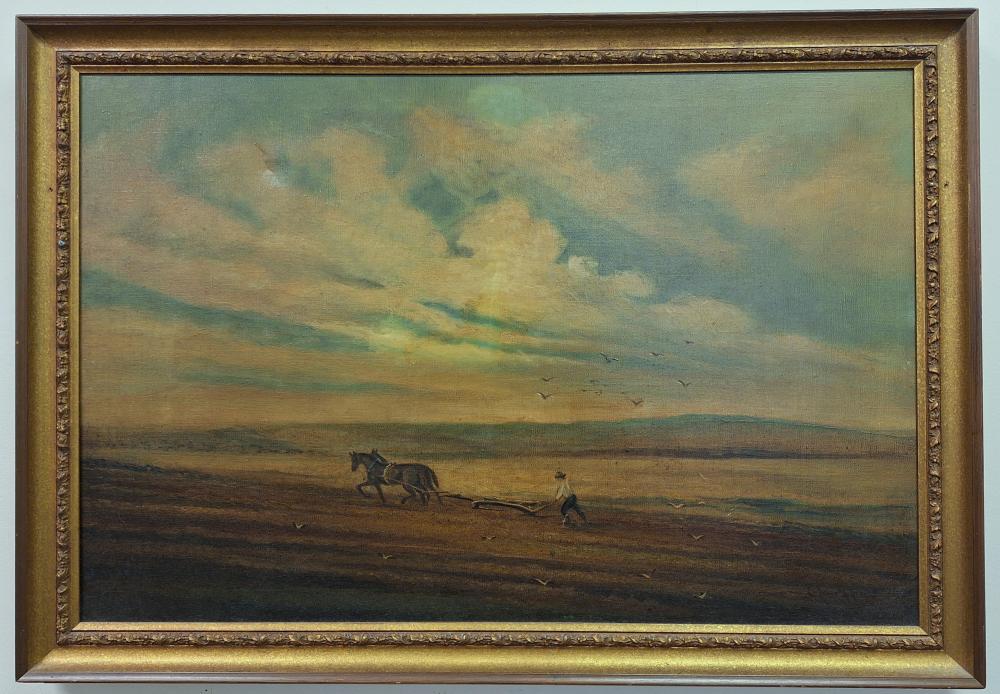 Eugene La Foret comparable auction result: eugene la foret 24x36 tilling the farm oil painting
