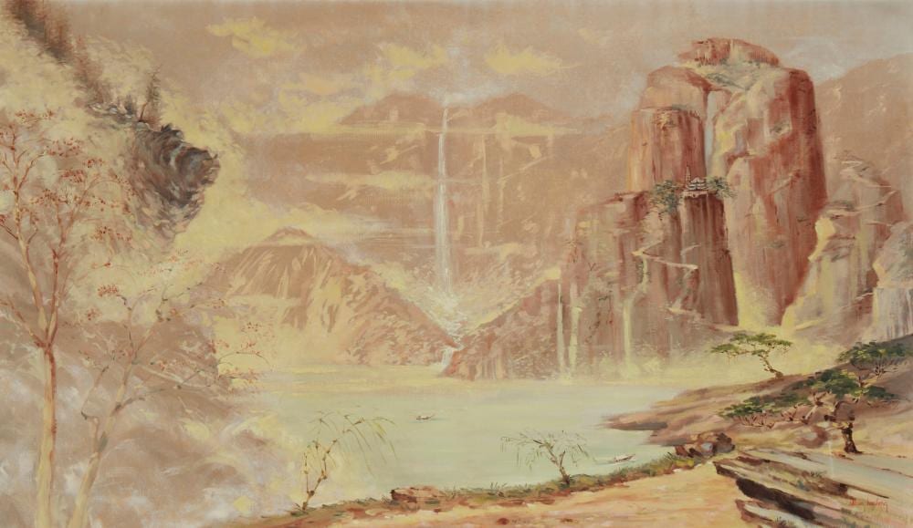 Allan Husberg comparable auction result: allan husberg 1917 2008 the retreat oil on canvas 36 25 h x 59 5 w