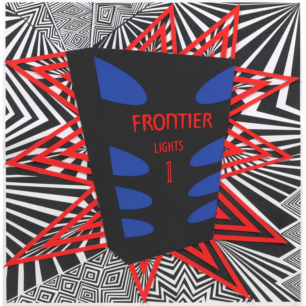 Brook Andrew comparable auction result: brook andrew born 1970 frontier lights 2005 screenprint collage and diamond dust ed a p 1 100 x 98cm