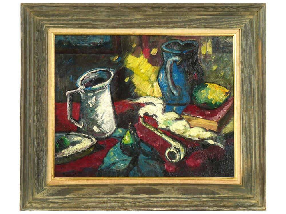 Alfred Justitz comparable auction result: czech still life oil painting by alfred justitz