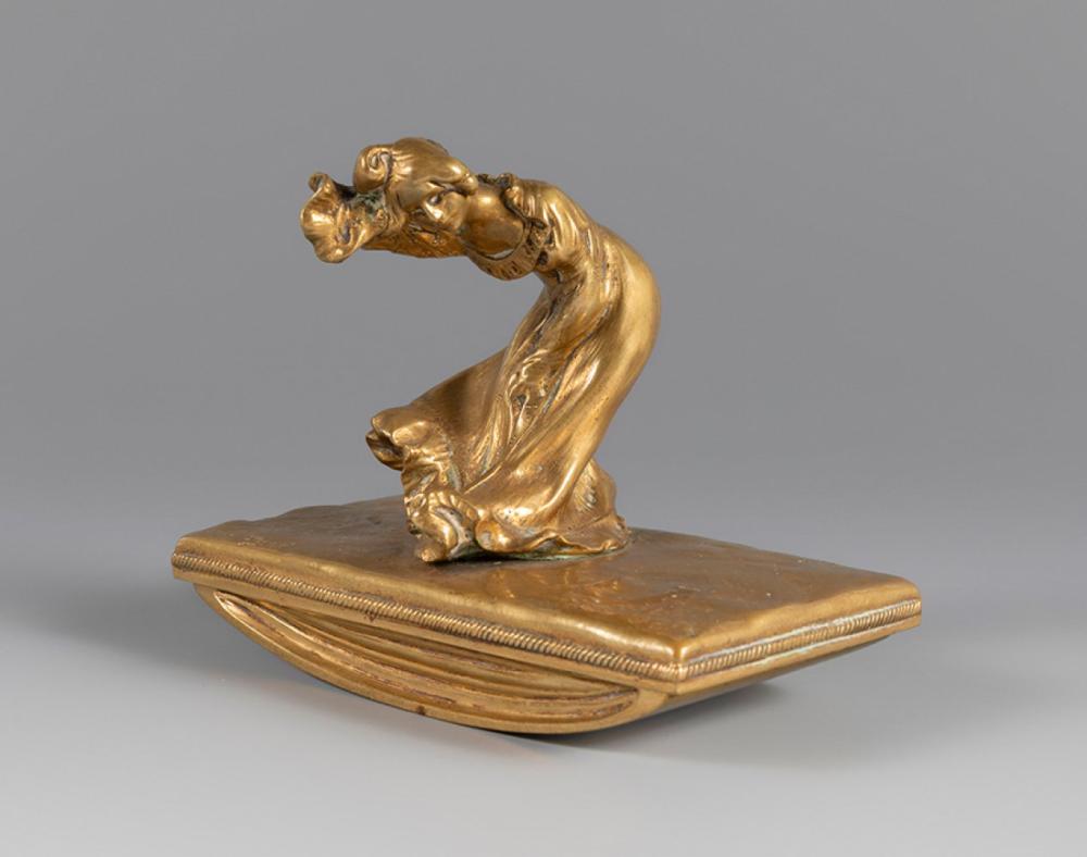 Alexandre Clerget comparable auction result: alexandre clerget france 1856 1931 blotter with sculpture art nouveau ca 1900 gilded bronze signed and numbered with foundry stamp shows wear
