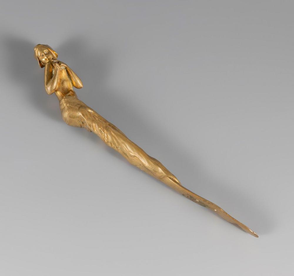Alexandre Clerget comparable auction result: alexandre clerget france 1856 1931 letter opener with sculpture art nouveau ca 1900 gilt bronze signed and numbered with foundry stamp shows wear and marks of use