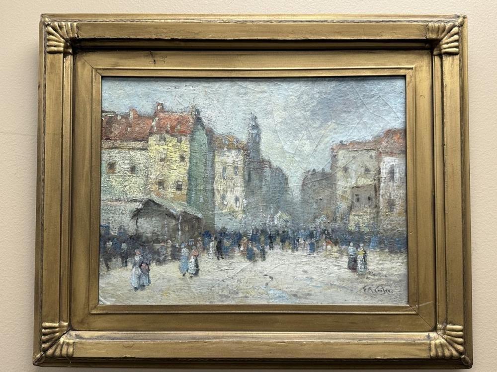 Fernando A. Carter comparable auction result: f a carter signed original oil onboard streetscape