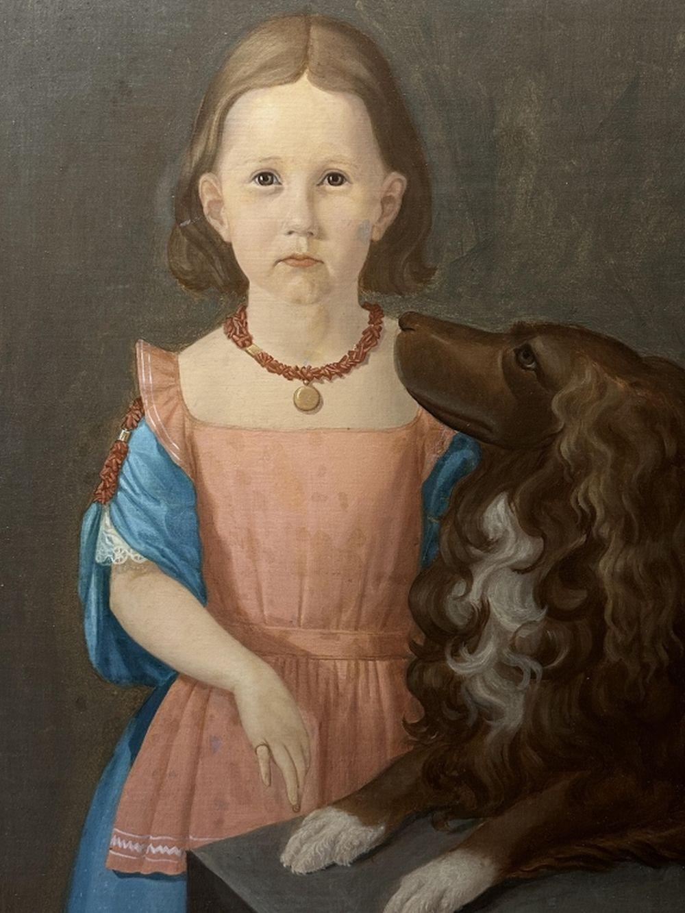 Listed Artist L. Ransom Folk Art Painting "Girl w/ sold by Terri Peters & Associates, lot 299 — auction record photograph