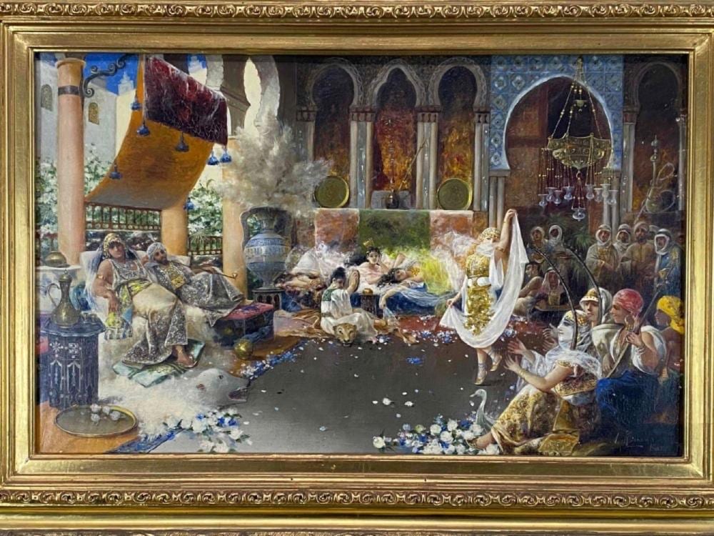 antonio rivas spanish 1845 1911 orientalist harem scene oil on board · Clark's Auction Company · 2024-04-07 Antonio Rivas comparable auction result: antonio rivas spanish 1845 1911 orientalist harem scene oil on board