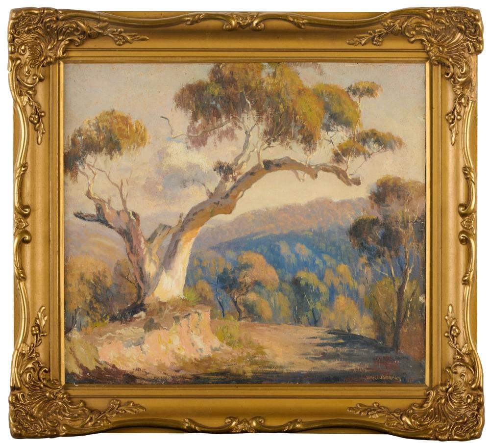 Albert Sherman comparable auction result: albert sherman 1882 1971 country rd oil on board 45x51cm