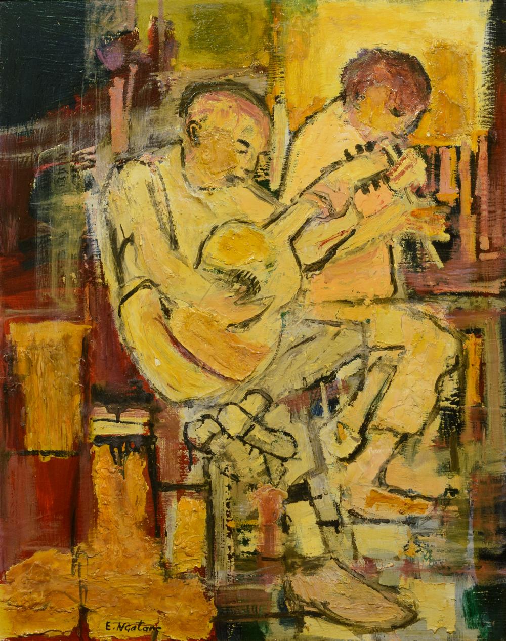 Ephraim Ngatane comparable auction result: ephraim ngatane sa 1938 1971 oil the guitar player signed 76 x 60