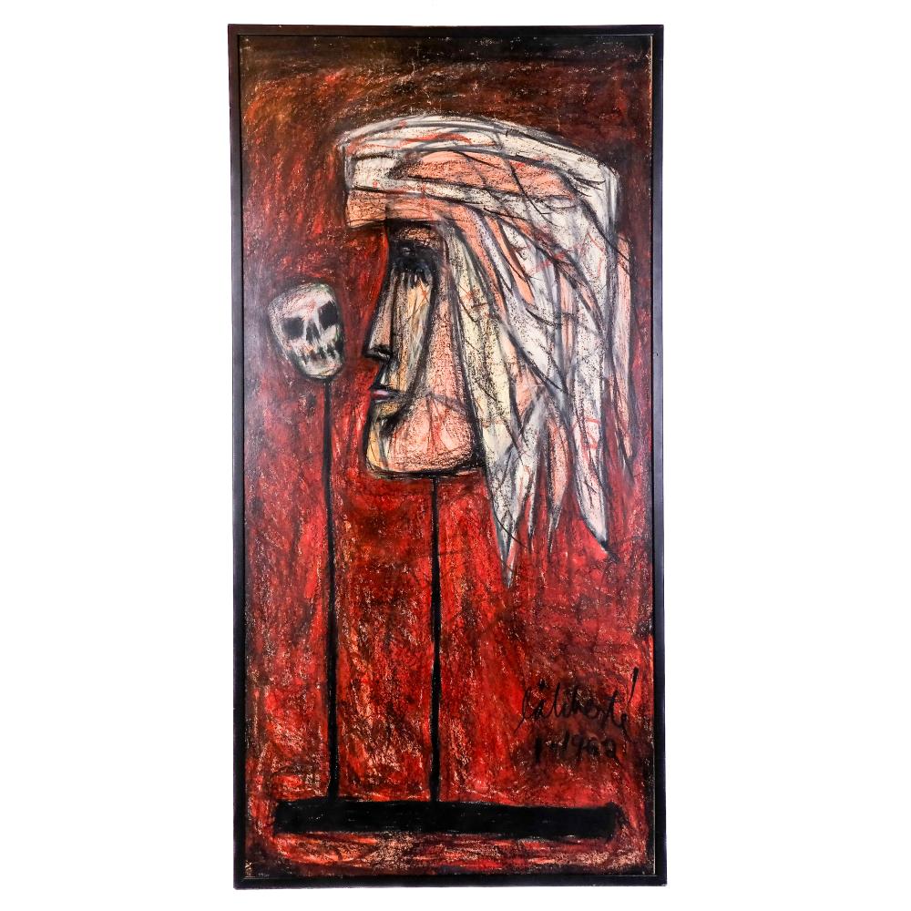 Norman LALIBERTE: Figure & Skull - Painting sold by Roland Auctions NY, lot 684 — auction record photograph