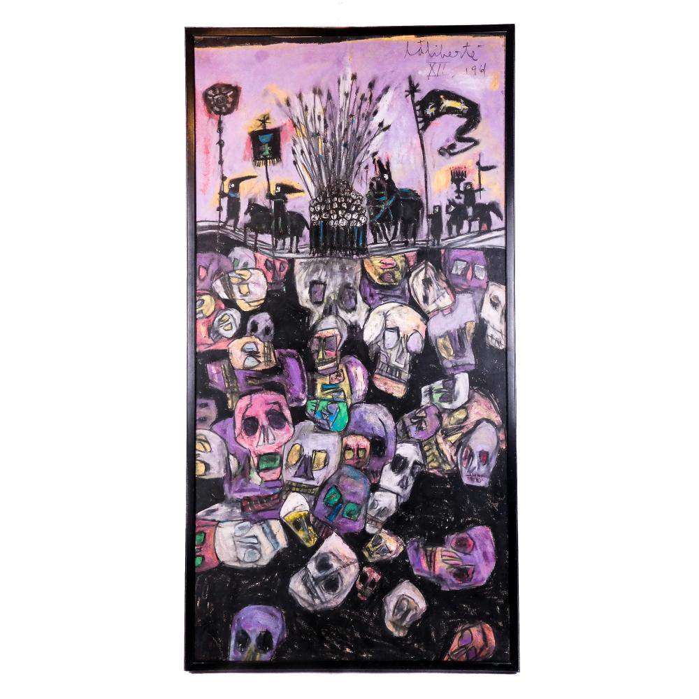 Norman LALIBERTE: Abstract Skulls - Painting sold by Roland Auctions NY, lot 685 — auction record photograph