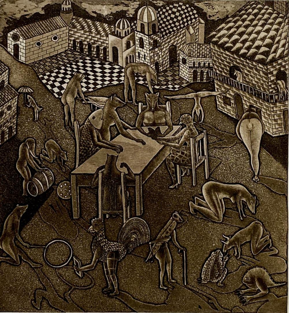 Juan Alcazar comparable auction result: juan alcazar etching aquatint s n dialogo