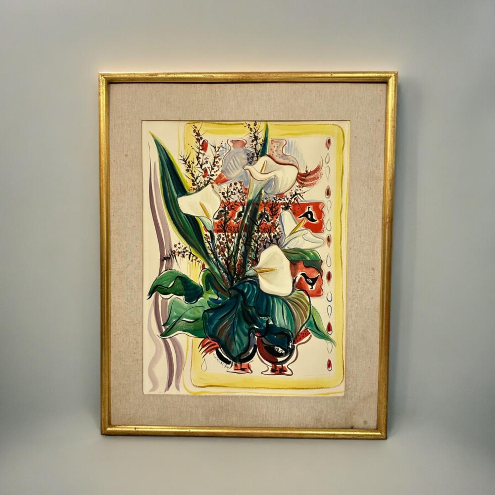 Ernest D'Hossche comparable auction result: ernest d hossche 1912 1976 bouquet de fleurs aquarelle dimensions 70 x 51 cm