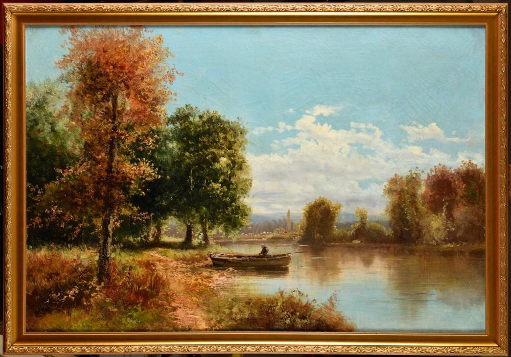 Alfred Godchaux comparable auction result: alfred godchaux 1835 1895 barque l tang huile sur toile sign en
