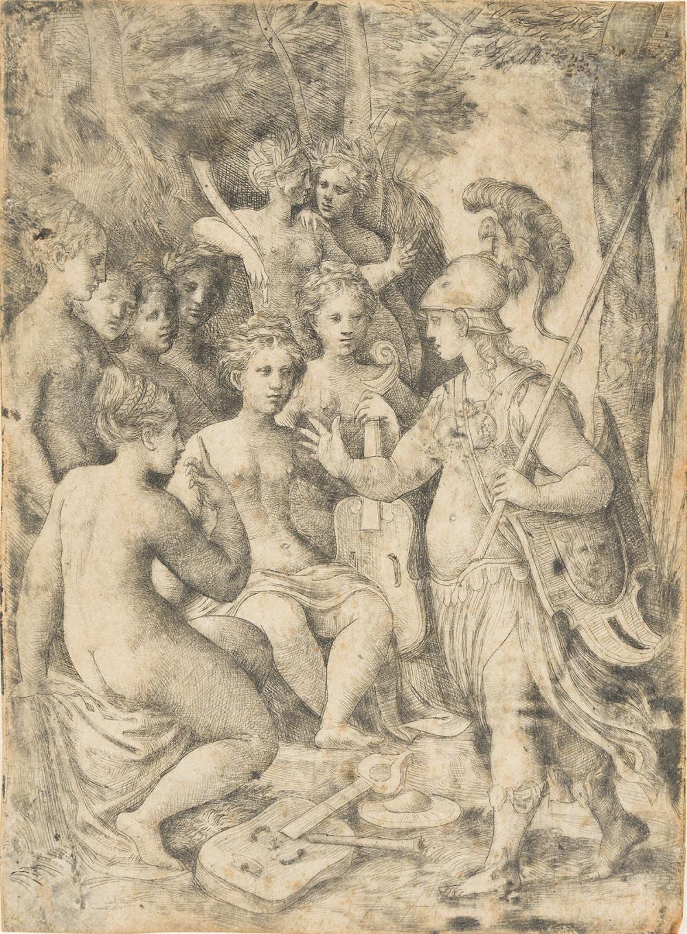andrea meldolla il schiavone minerva and the muses · Swann Auction Galleries · 2024-04-18 Andrea Meldolla comparable auction result: andrea meldolla il schiavone minerva and the muses