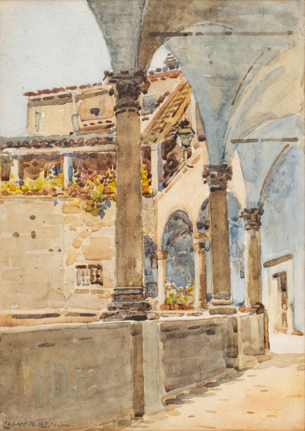 Robert Weir Allan comparable auction result: robert weir allan 1851 42 watercolor ca 1940 portico spain h 14 w 10