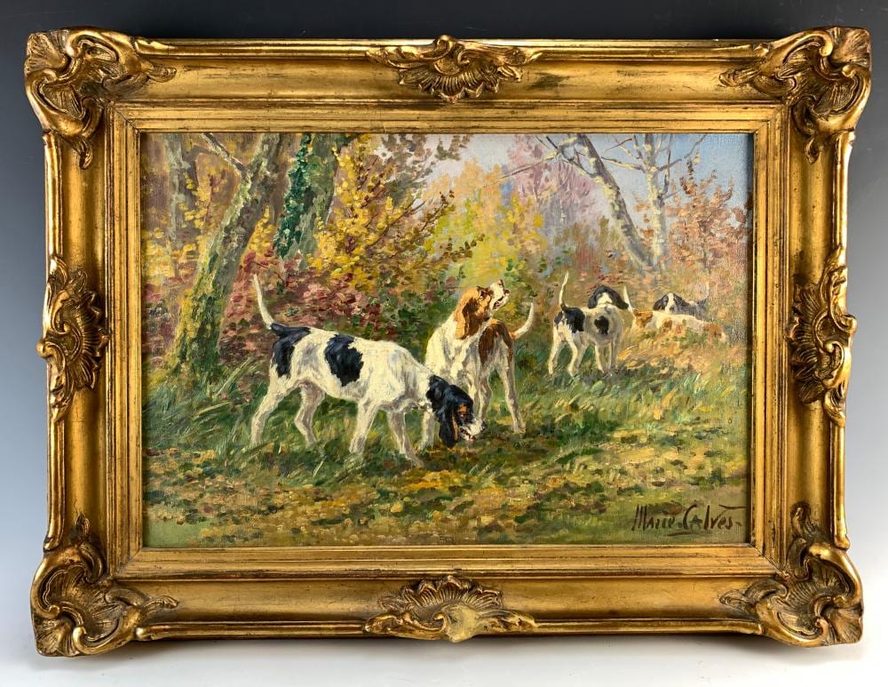 Marie Calves comparable auction result: marie calves 1883 1957 hunting dogs ptg