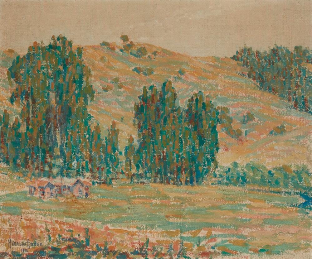 Rinaldo Cuneo comparable auction result: rinaldo cuneo 1877 1939 landscape with hills and farmhouses 1916