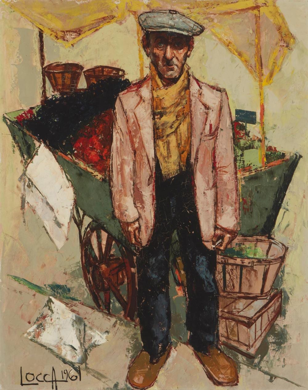 albert locca 1895 1966 street vendor with his cart 1961 · John Moran Auctioneers · 2024-04-16 Albert Locca comparable auction result: albert locca 1895 1966 street vendor with his cart 1961