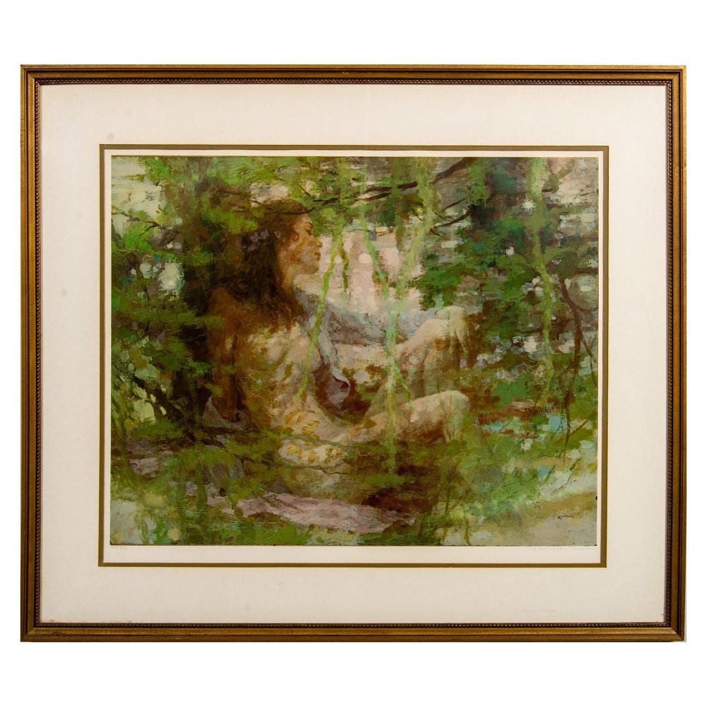 Harrison Rucker comparable auction result: framed color print secluded hour by harrison rucker