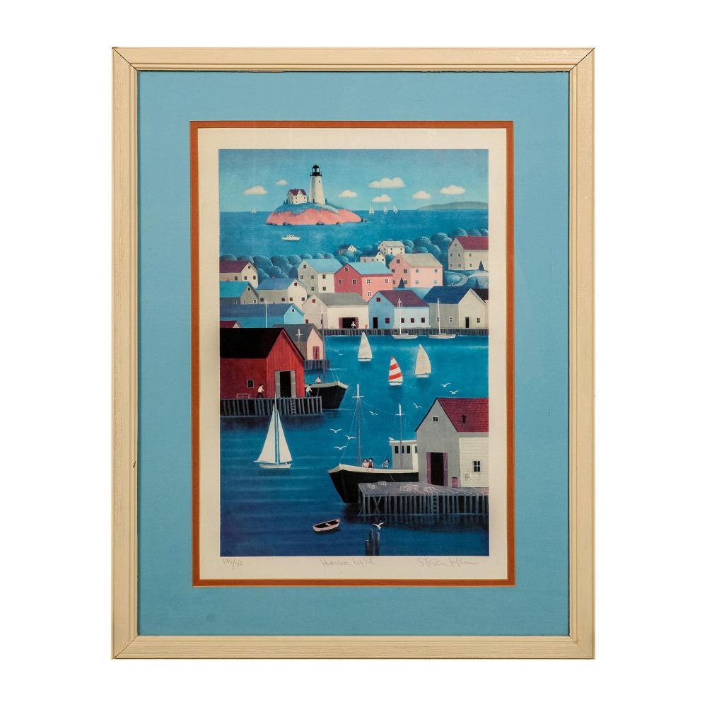 Steven Klein comparable auction result: steven klein color lithograph harbor light signed