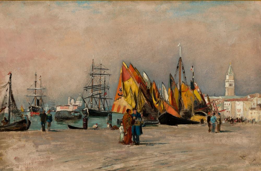 Charles Caryl Coleman comparable auction result: charles caryl coleman am 1840 1928 venezia oil on canvas framed