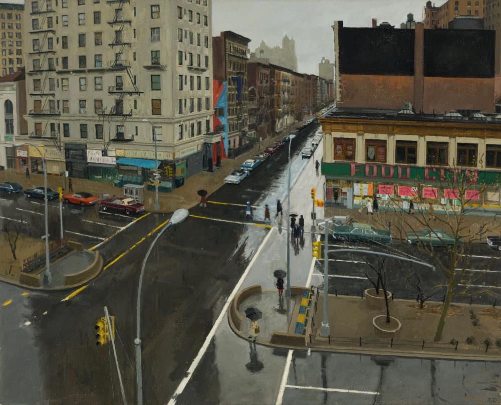 Rackstraw Downes comparable auction result: rackstraw downes br b 1939 80th street and broadway 1976 77 oil on canvas framed