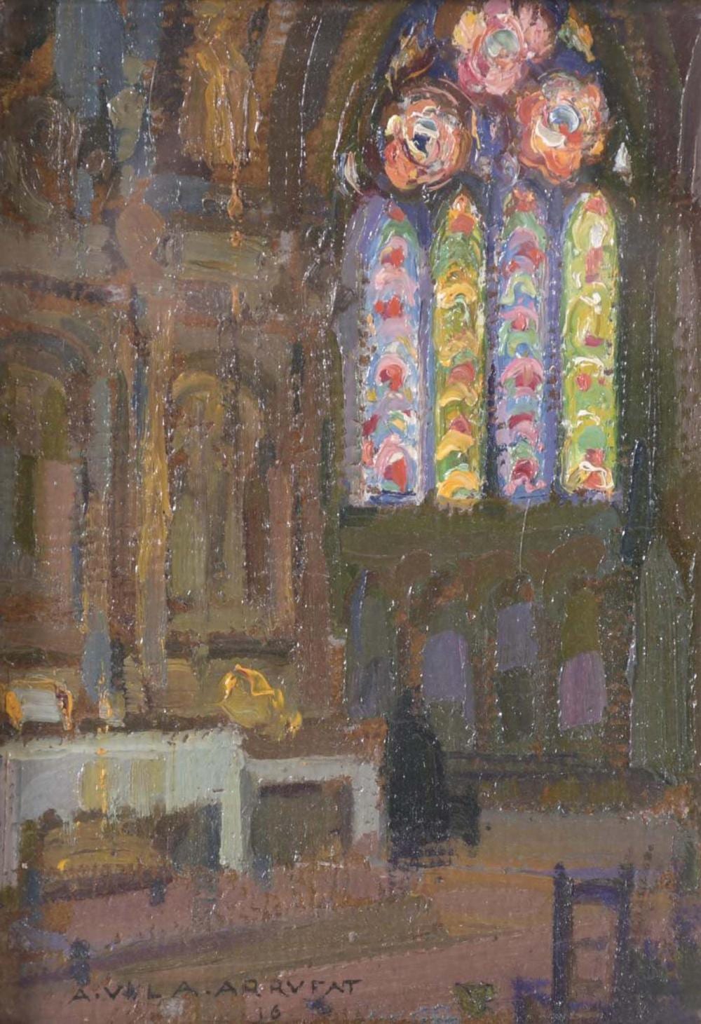 Antoni Vila Arrufat comparable auction result: antoni vila arrufat 1896 1989 interior of a church